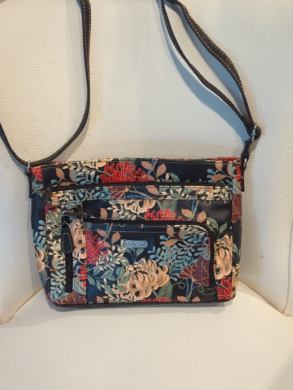 Floral Black Crossbody Bag with Multi-Color Bloom - The Sak